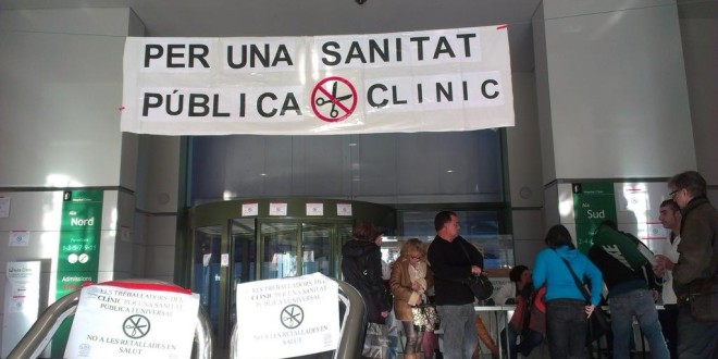 Concentració contra la privatització de l’Hospital Clínic