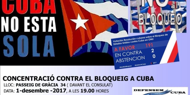 Concentració contra el bloqueig a Cuba