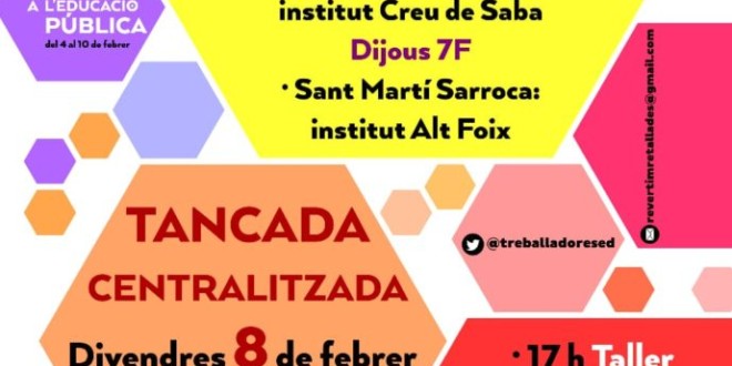 Setmana de lluita per l’Educació Pública: Tancades del 4 al 10 de Febrer
