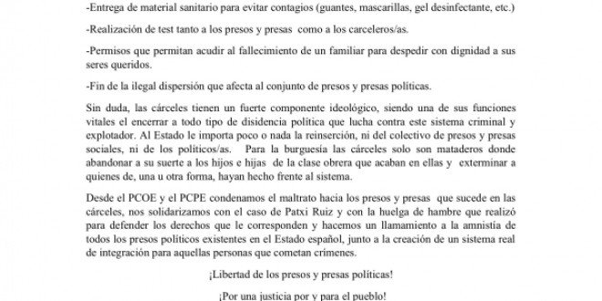 Ni un preso político más en el estado español
